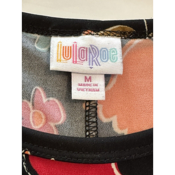 LulaRoe Floral Stretch MIDI Dress Womens MEDIUM Multicolor Flowers Short Sleeves - Picture 8 of 16